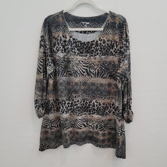 Kim Rogers Tops - NWOT Kim Rogers Animal Prints Blouse Top Women's Size 1X